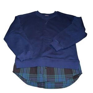 Free Assembly Girls Crewneck Sweatshirt With Woven Shirt Hem Size 10-12 Lg NWT